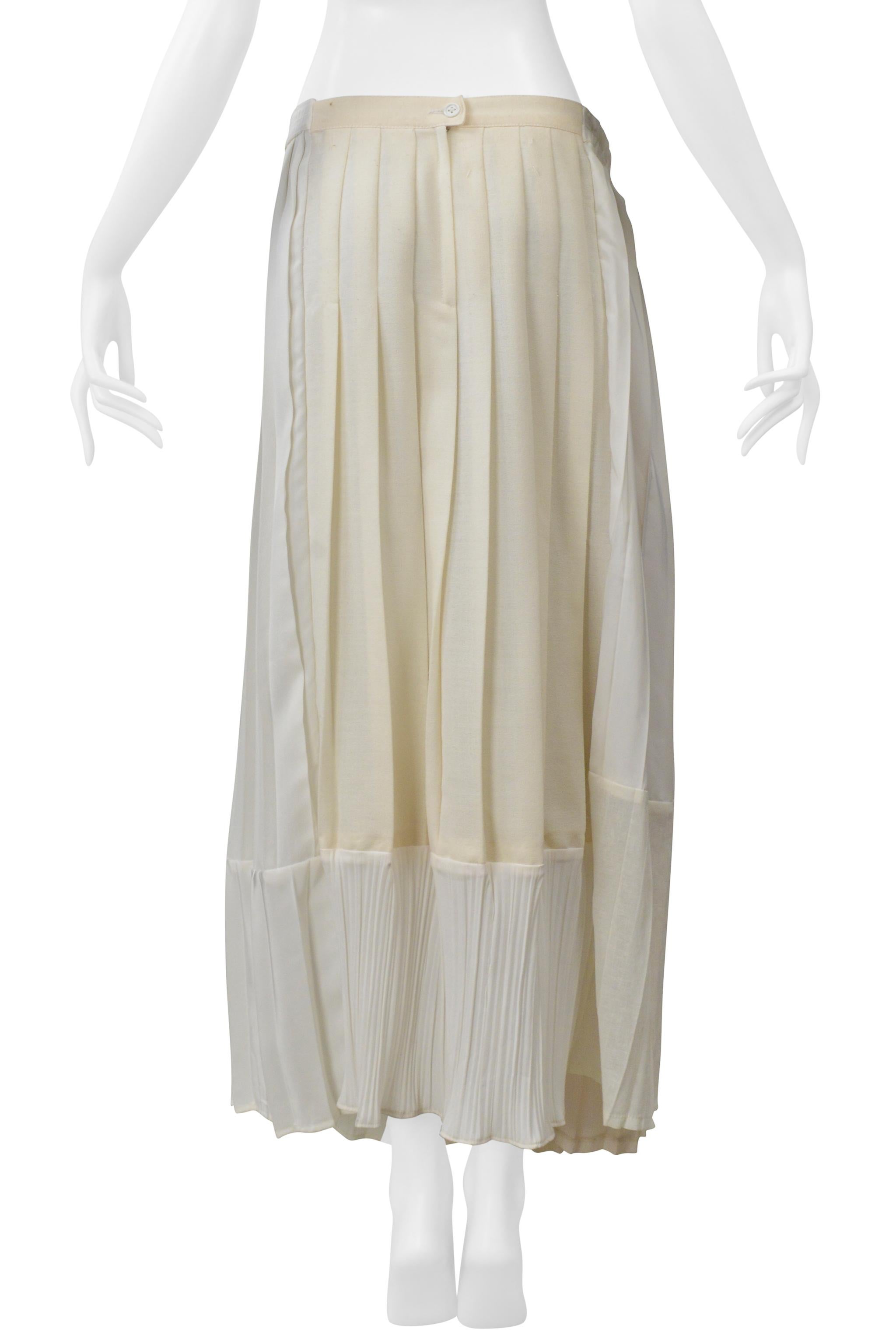 Maison Martin Margiela Artisanal OffWhite Pleated Skirt W/Vintage Panels SS 2000 For Sale 3