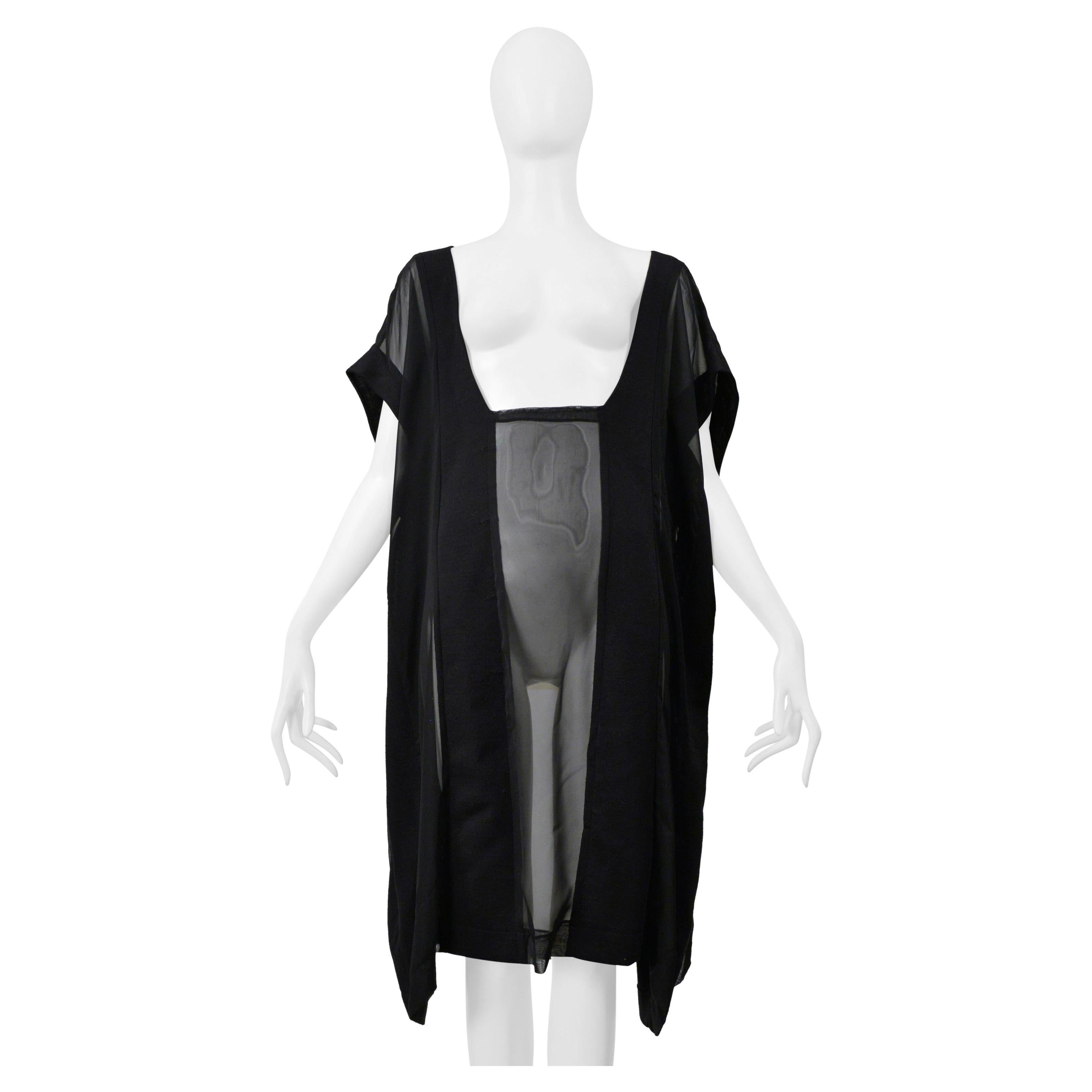 Noir Maison Martin Margiela Artisanal Robe noire surdimensionnée avec empiècements transparents 2000 en vente