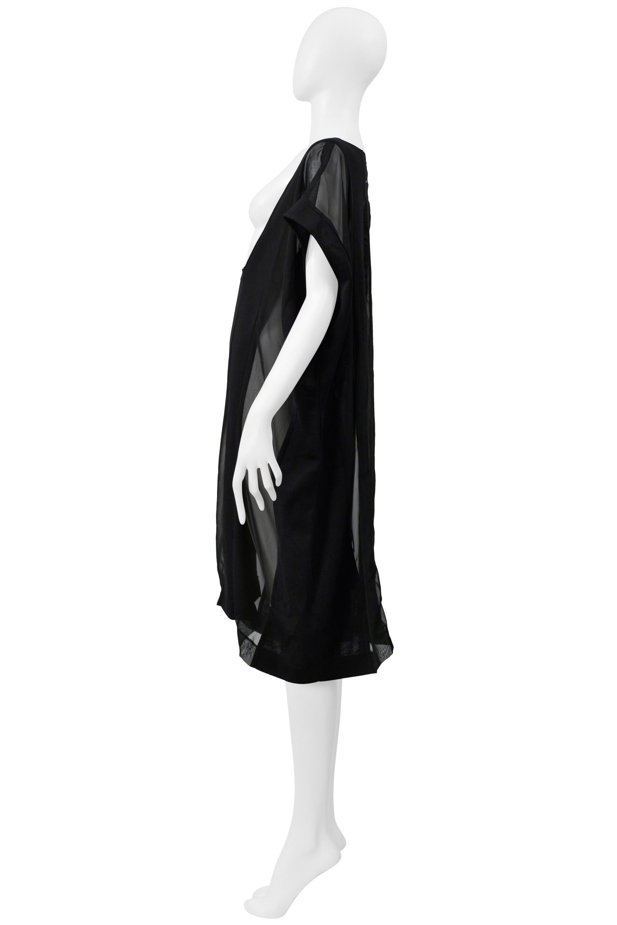 Maison Martin Margiela Artisanal Robe noire surdimensionnée avec empiècements transparents 2000 en vente 3