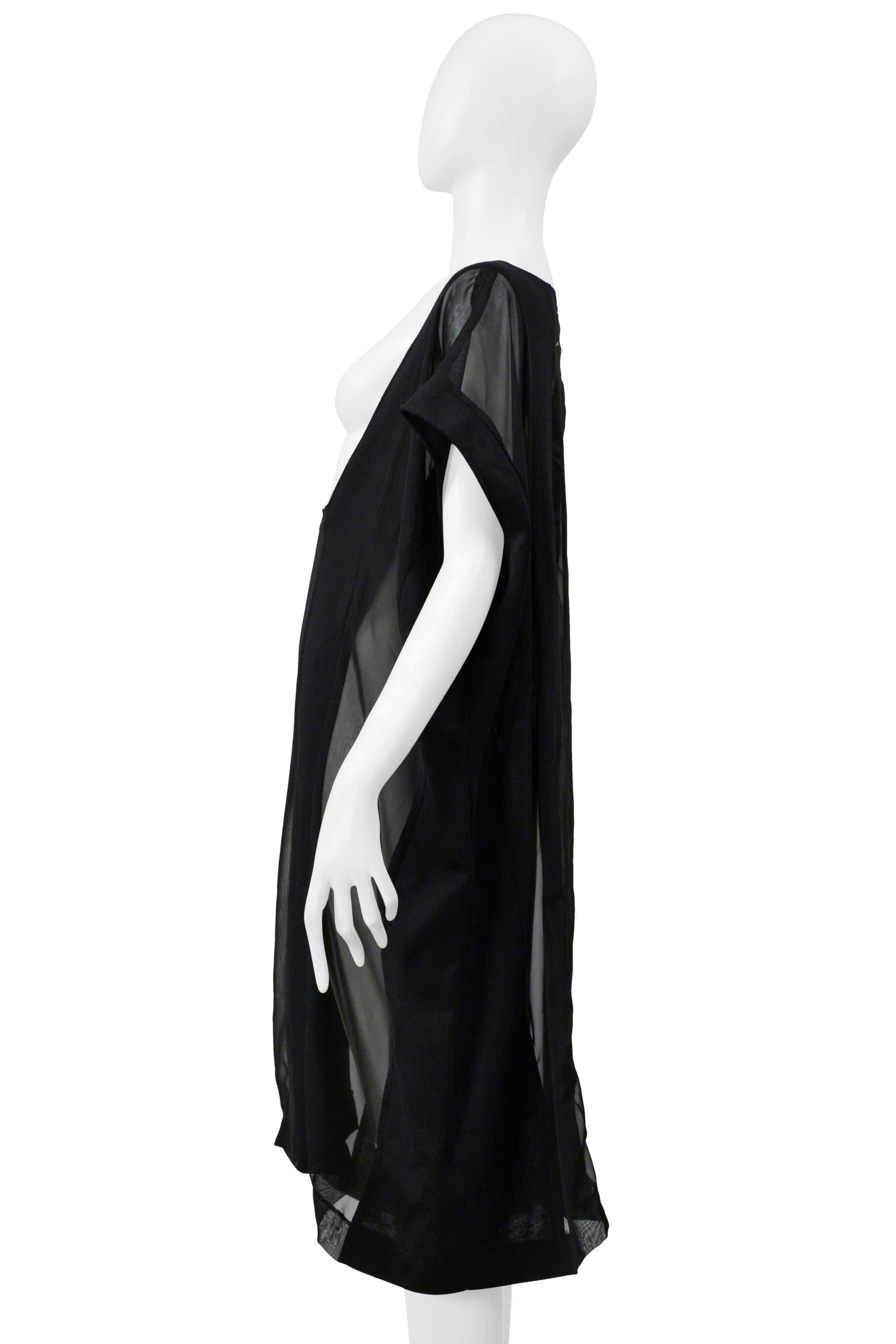 Maison Martin Margiela Artisanal Robe noire surdimensionnée avec empiècements transparents 2000 en vente 4