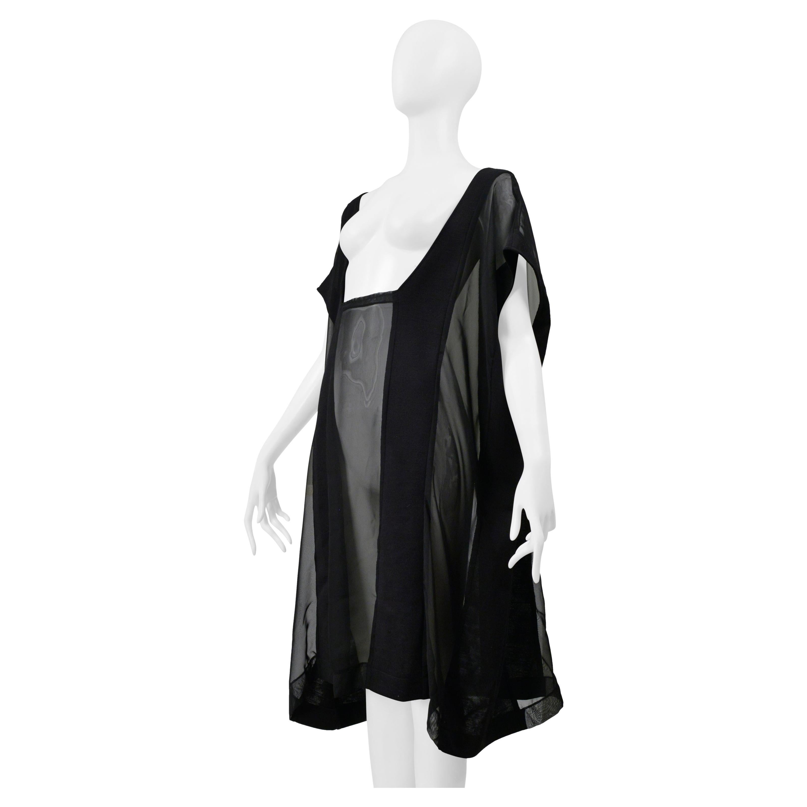 Maison Martin Margiela Artisanal Robe noire surdimensionnée avec empiècements transparents 2000 en vente