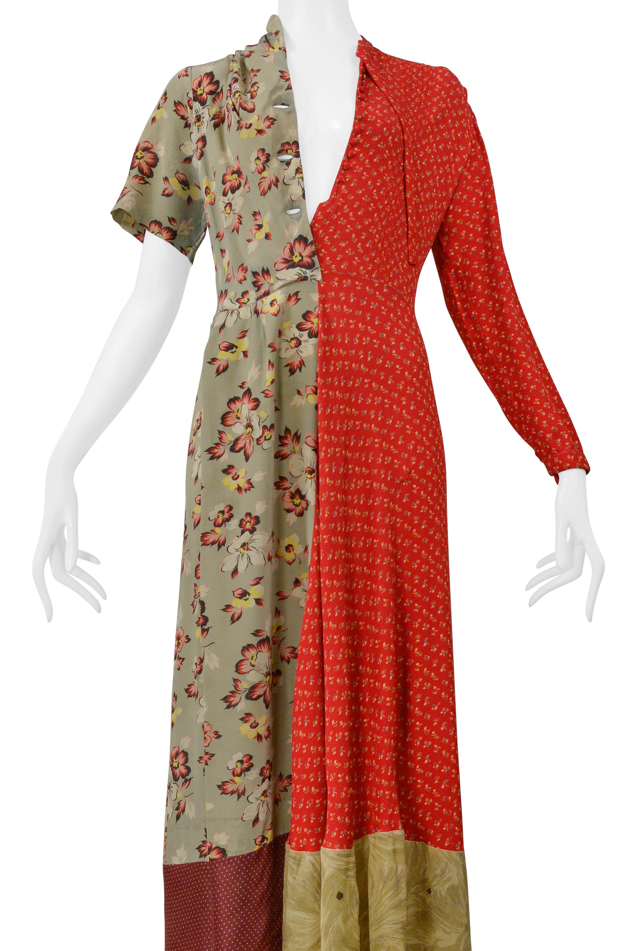 Brown Maison Martin Margiela Artisanal Reconstructed Floral Vintage Dress 1993-94 For Sale
