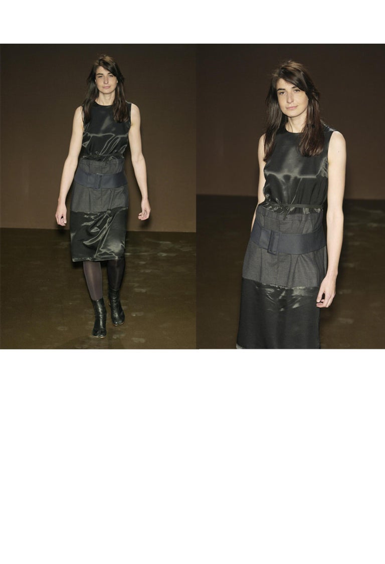 Black Maison Martin Margiela Artisanal Satin & Wool Panel Dress 2002 For Sale