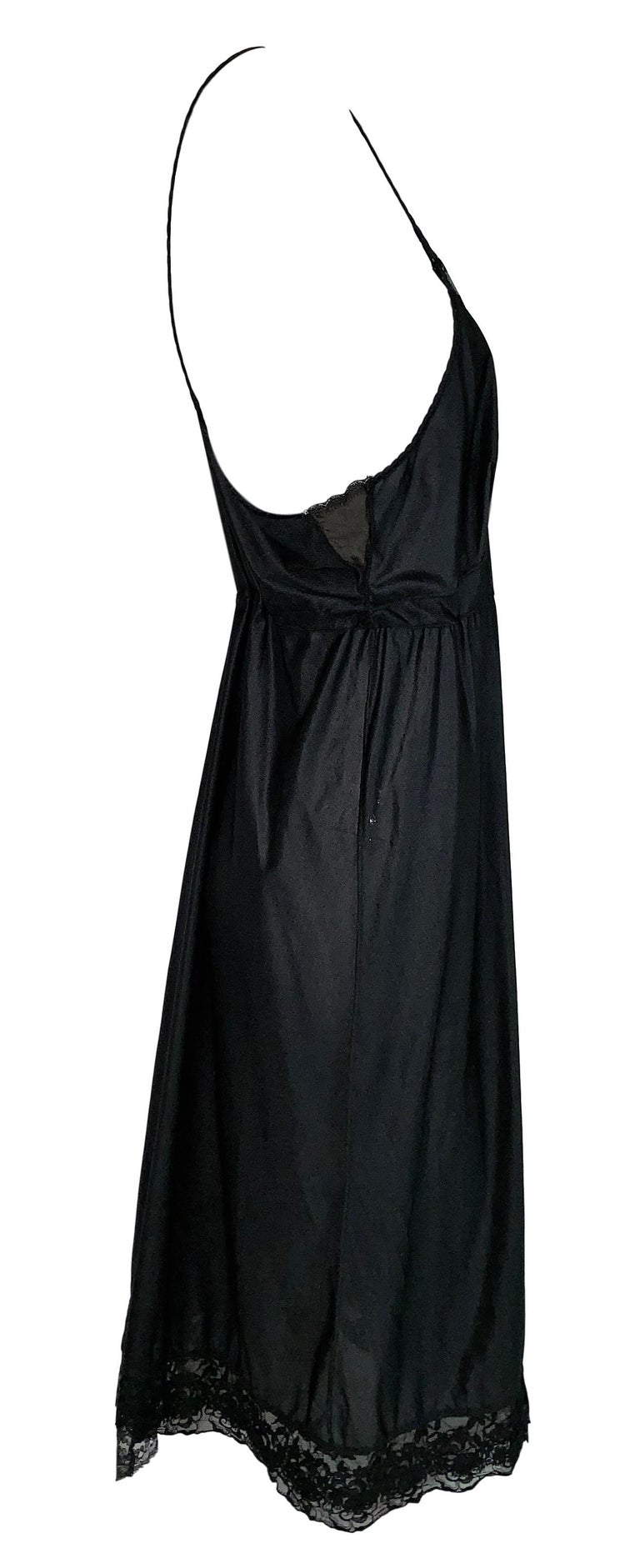 Maison Martin Margiela Artisanal Sheer Black Lace Trim Slip Dress at ...