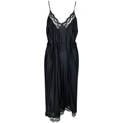 Maison Martin Margiela Artisanal Sheer Black Lace Trim Slip Dress at ...