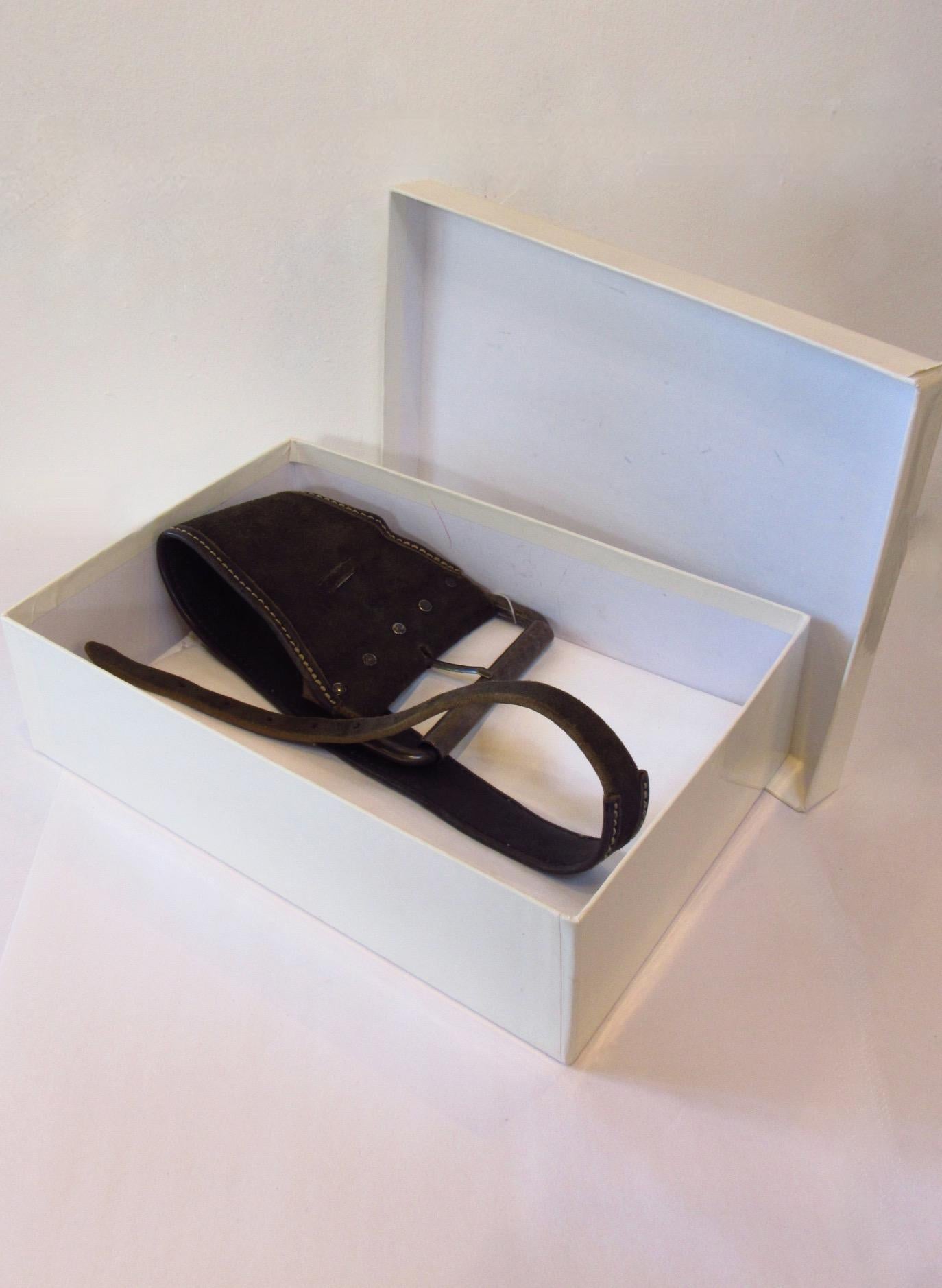 Maison Martin Margiela Asymmetrical Saddel Leather Belt For Sale 4