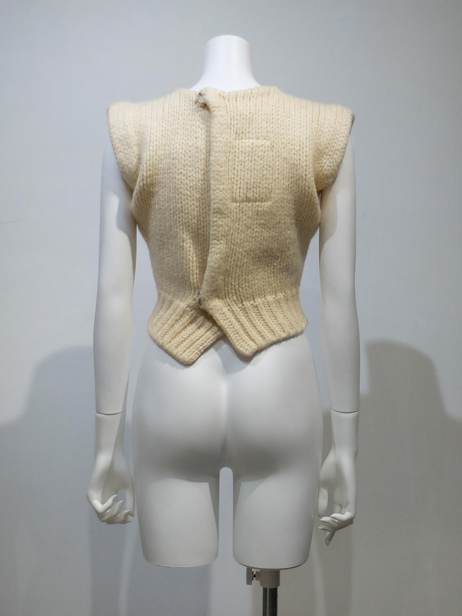 Maison Martin Margiela Beige Knit Vest In Excellent Condition In Shibuya-Ku, 13