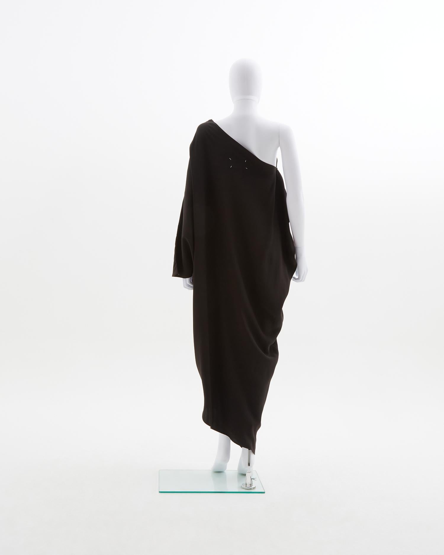 Maison Martin Margiela Black asymmetric one shoulder maxi dress, fw 2008 In Good Condition For Sale In Milano, IT