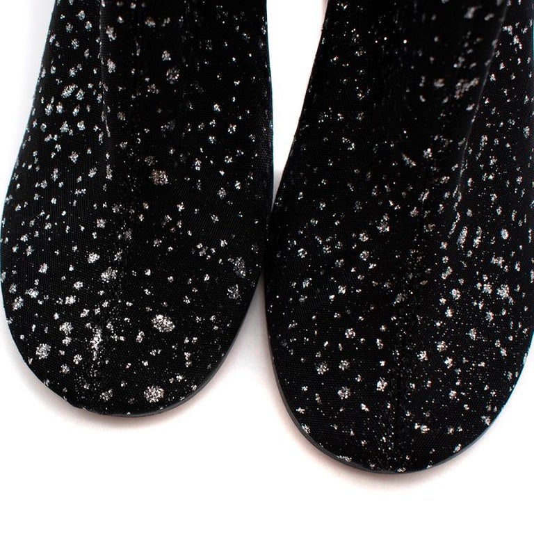 Maison Martin Margiela Black Glitter Ankle Boots Size 40 For Sale at 1stDibs black glitter boots