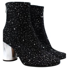 Maison Martin Margiela Black Glitter Block Heel Ankle Boots