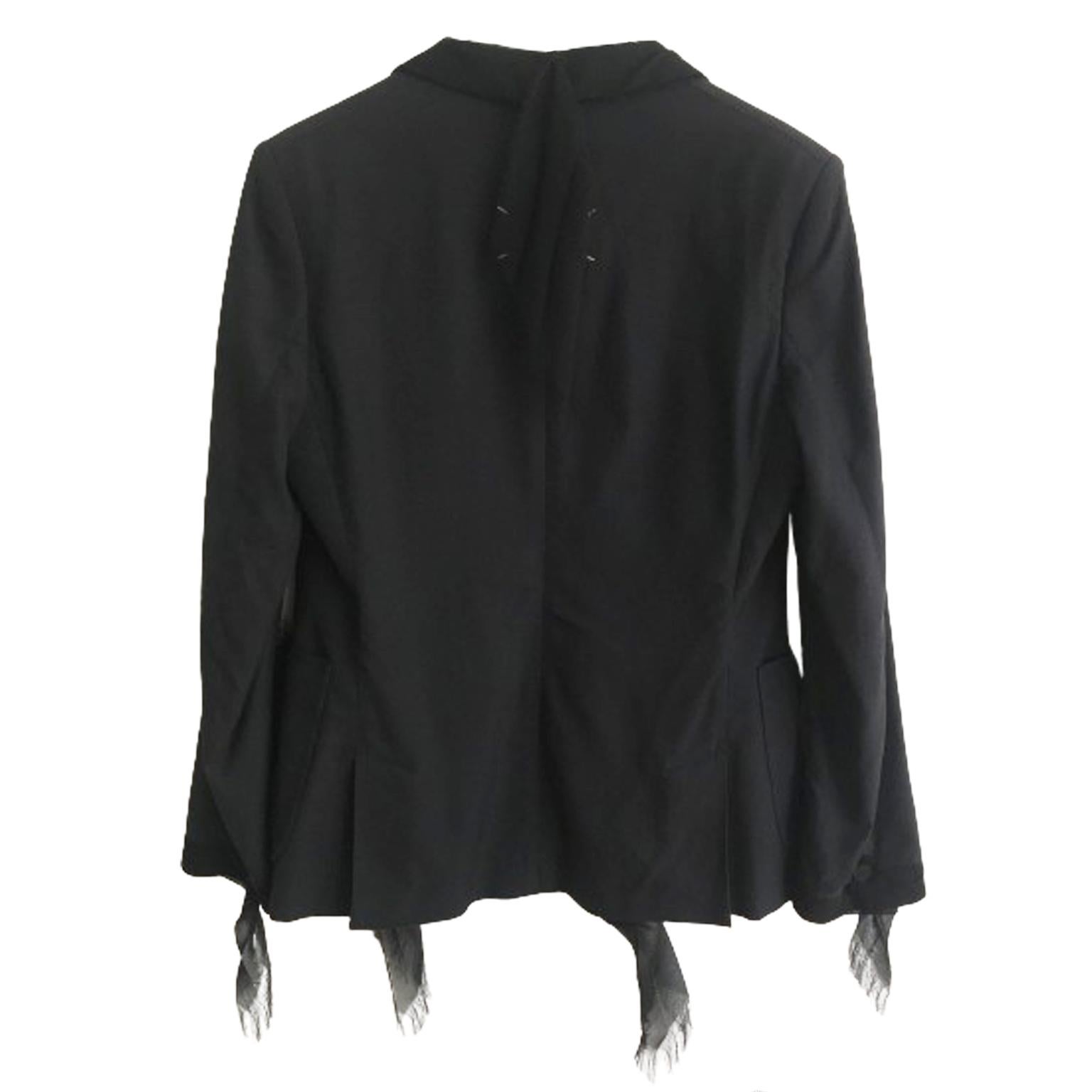 Martin Margiela black jacket from collection SS 2006. 
Bias cut out black silk piping stitched on parts of the jacket. 
Incredibly detailed great jacket. White tag.

Size : 42 
Made in Italy

