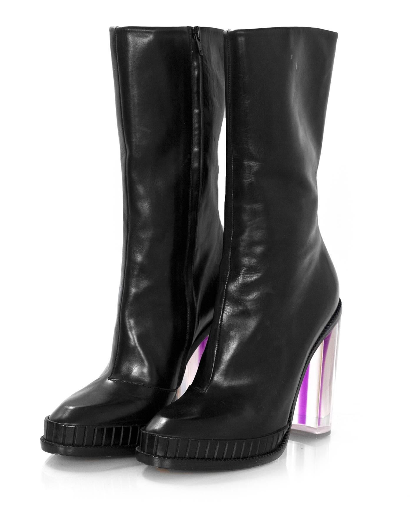 Maison Martin Margiela Black Leather & Shaded Plexiglass Boots Sz 39 In Excellent Condition In New York, NY