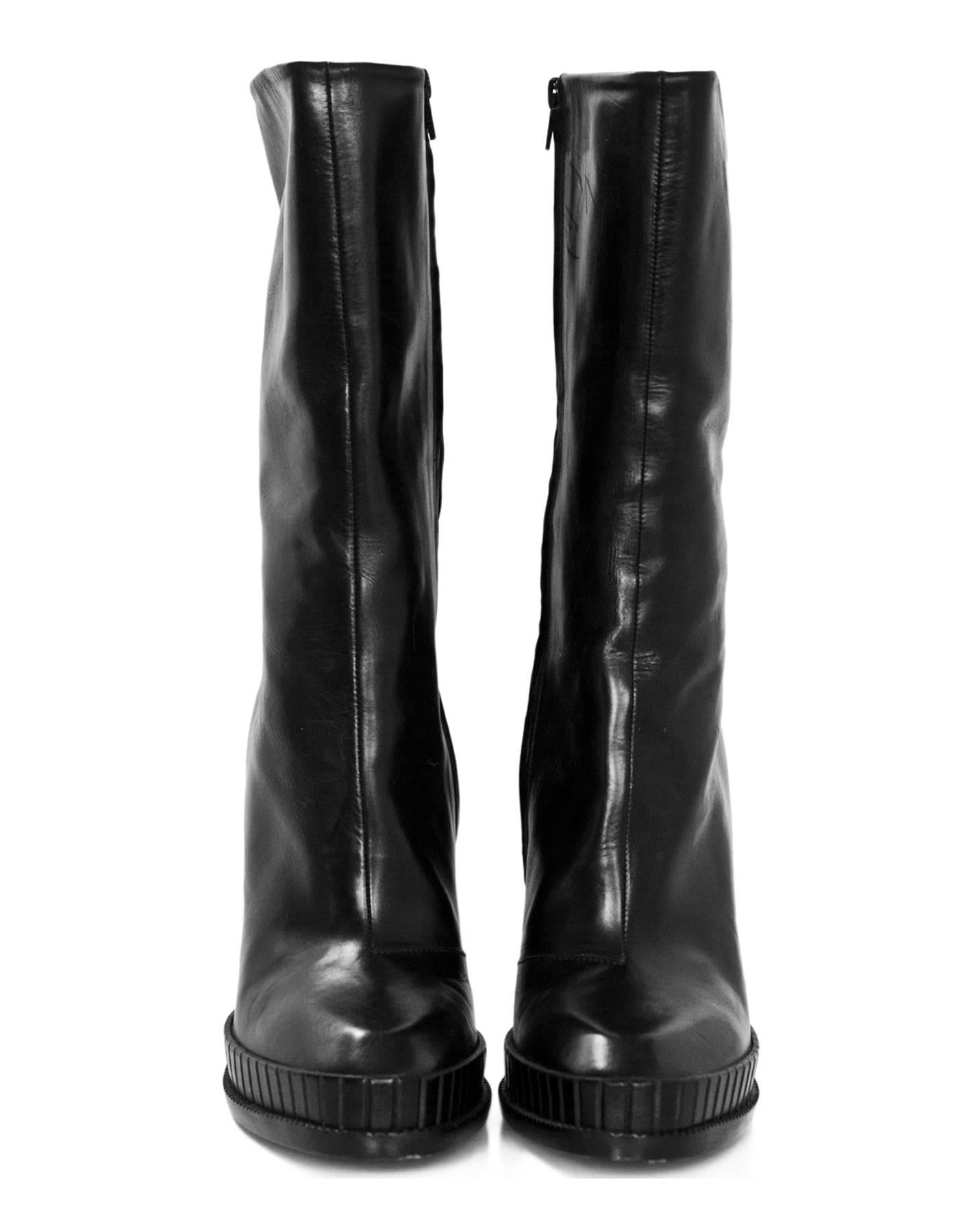 Women's Maison Martin Margiela Black Leather & Shaded Plexiglass Boots Sz 39