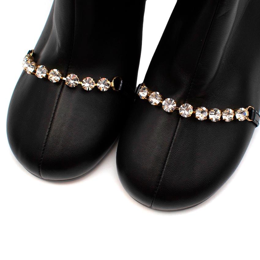 Maison Martin Margiela Black Leather Crystal Embellished Ankle Boots - Size 40 6