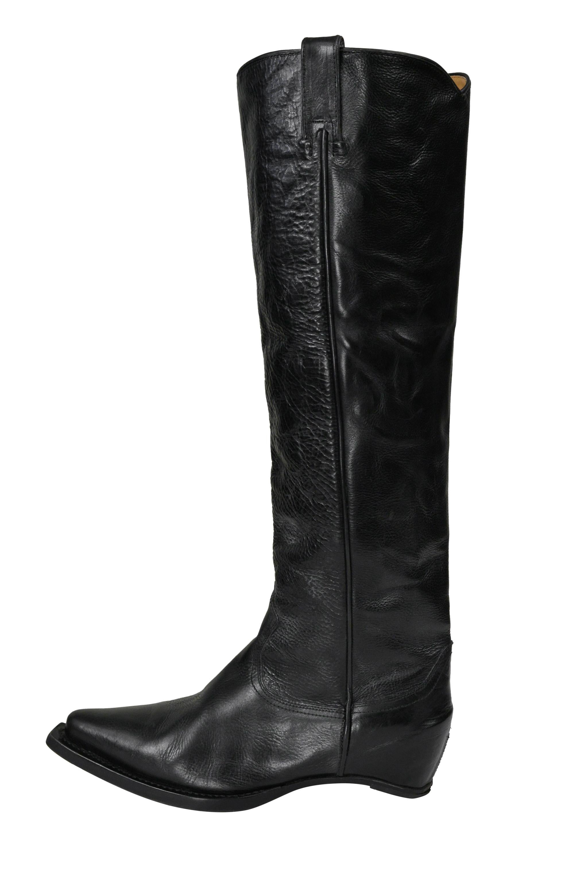 Maison Martin Margiela - Bottes de cow-boy en cuir noir sans talon 2000 Bon état - En vente à Los Angeles, CA