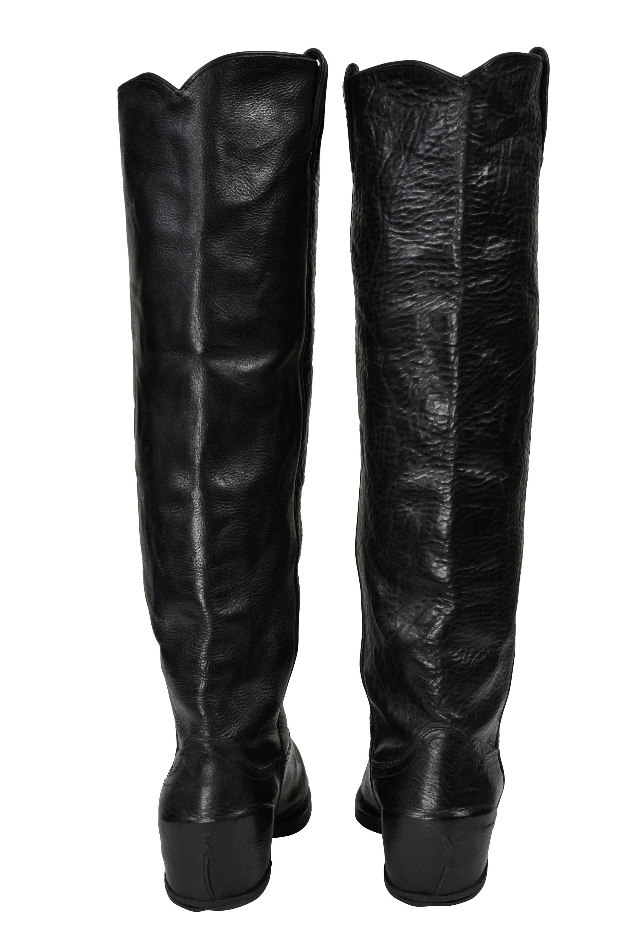 Maison Martin Margiela - Bottes de cow-boy en cuir noir sans talon 2000 Pour femmes en vente