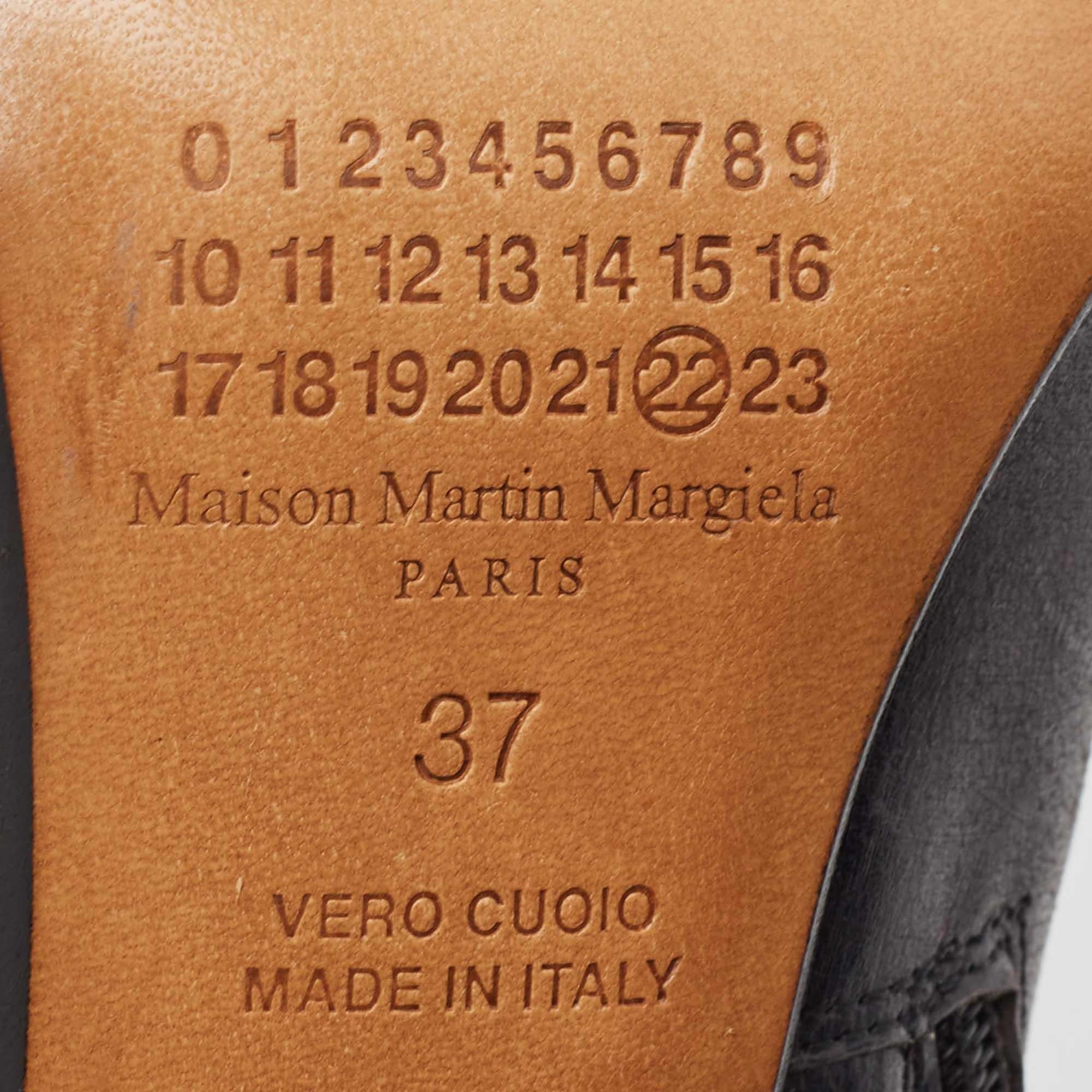 Maison Martin Margiela Black Leather Open Toe Ankle Booties Size 37 For Sale 4