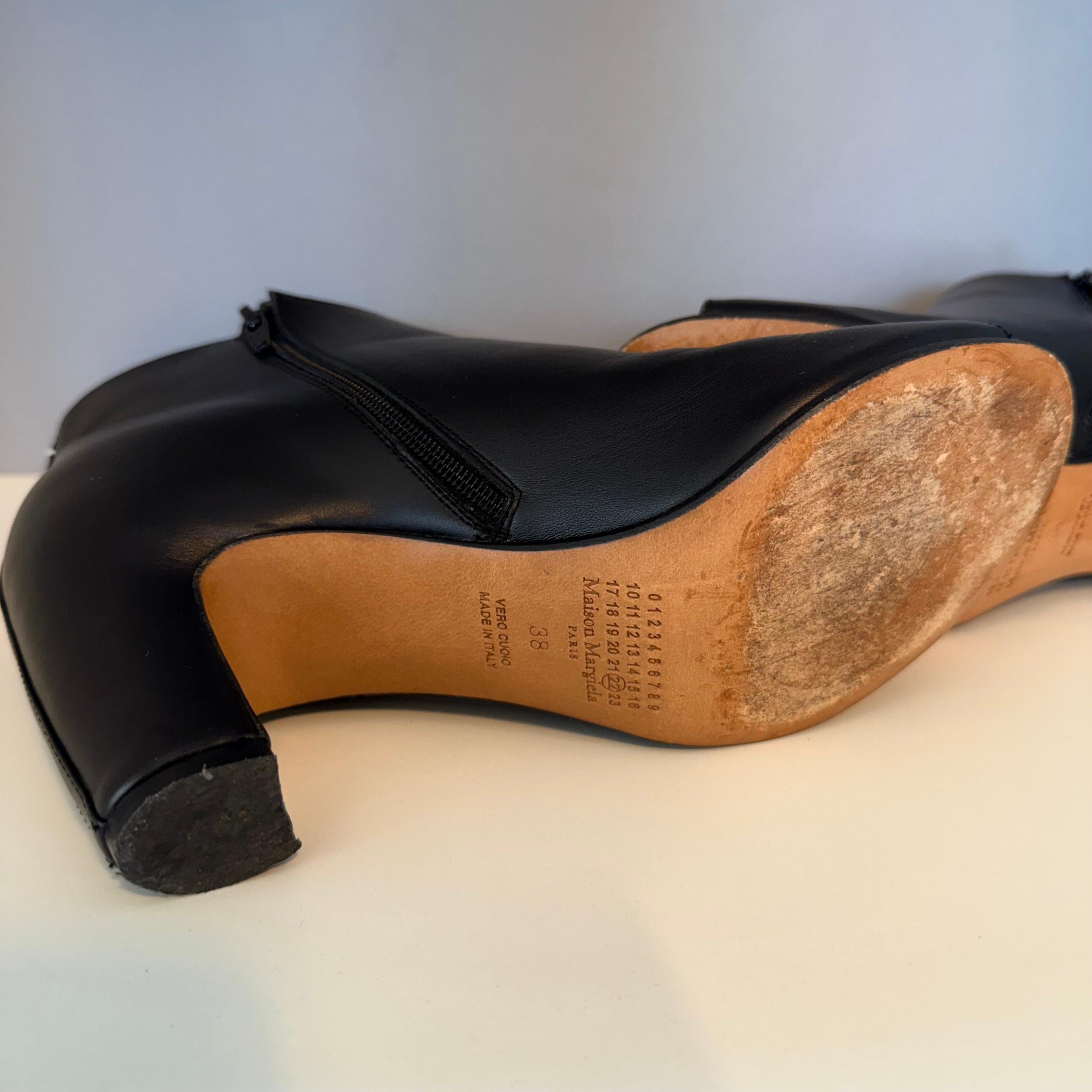 Maison Martin Margiela Cuir noir Open Toe IT 38 en vente 1