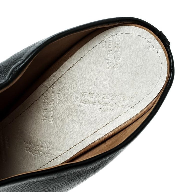 Maison Martin Margiela Black Leather Peep Toe Mules Size 39.5 at 1stDibs