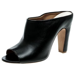 Maison Martin Margiela Black Leather Peep Toe Mules Size 39.5