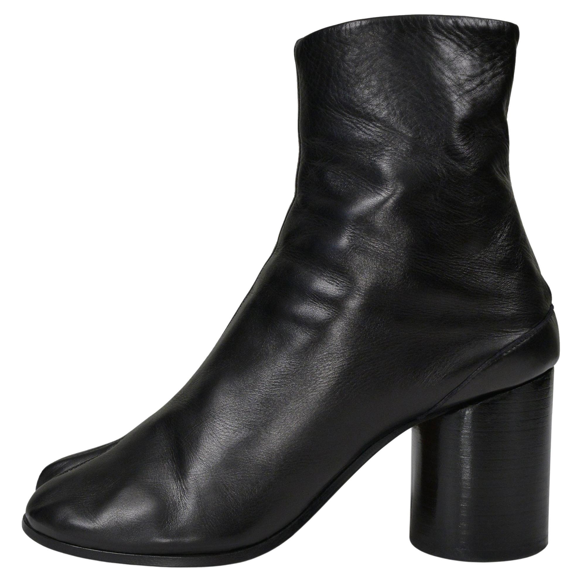 Maison Martin Margiela Black Leather Tabi Boots With High Heels 2000