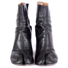 MAISON MARTIN MARGIELA cuir noir TABI Split Toe Boots Shoes 39.5