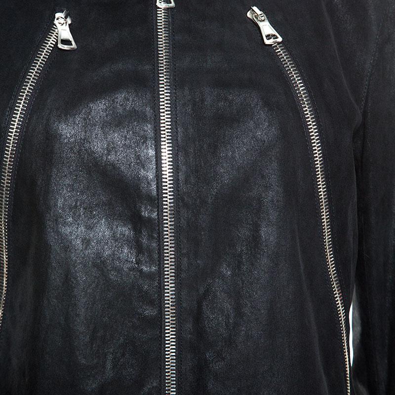 Women's Maison Martin Margiela Black Leather Zip Detail Jacket L