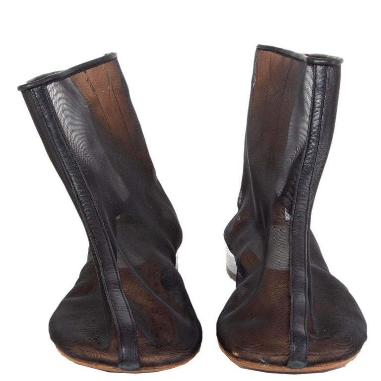 MAISON MARTIN MARGIELA black Mesh and Perspex Ankle Boots Shoes 36 For Sale  at 1stDibs
