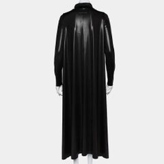 Maison Martin Margiela Black Metallic Knit Turtleneck Flared Maxi Dress S