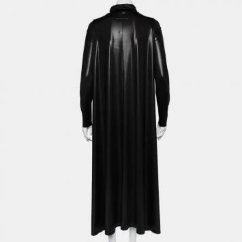 Maison Martin Margiela Black Metallic Knit Turtleneck Flared Maxi Dress S For Sale 5