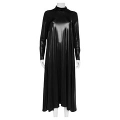 Maison Martin Margiela Black Metallic Knit Turtleneck Flared Maxi Dress S