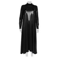 Maison Martin Margiela Schwarzes ausgestelltes Maxikleid aus Metallic-Strick mit Rollkragen S