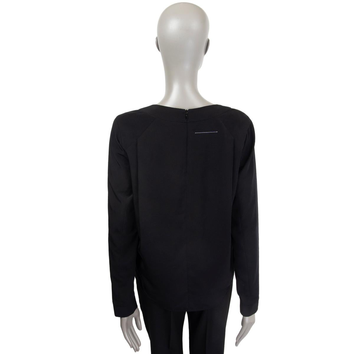 Women's MAISON MARTIN MARGIELA black polyester CUT OUT Blouse Shirt 42 L For Sale