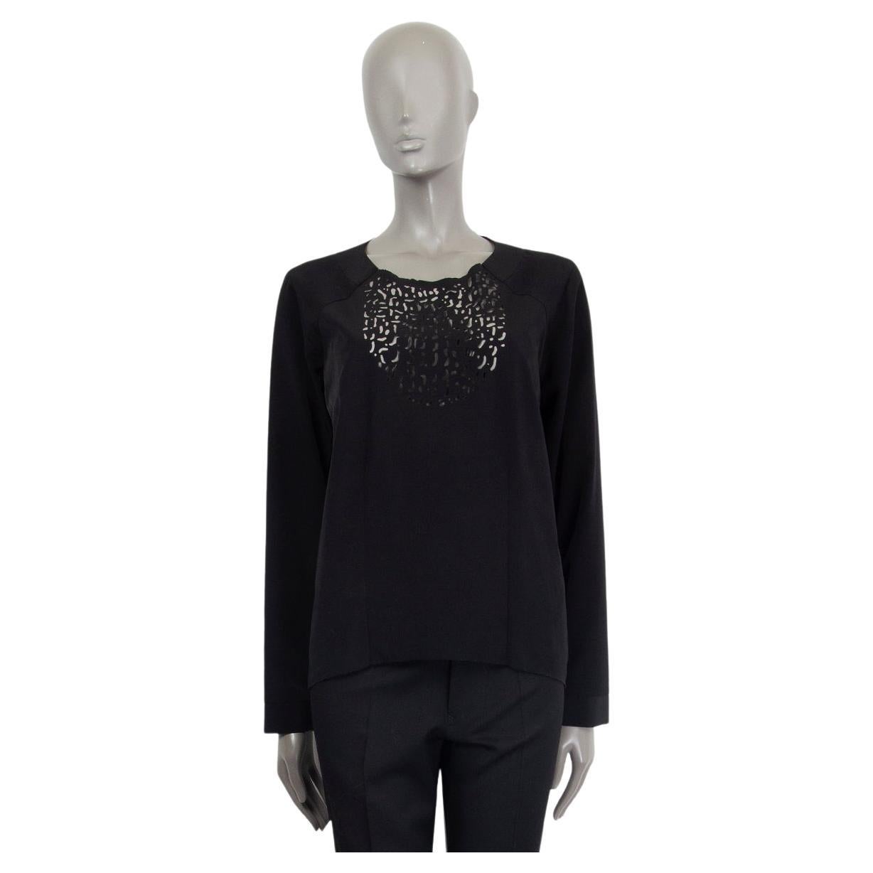 MAISON MARTIN MARGIELA black polyester CUT OUT Blouse Shirt 42 L For Sale