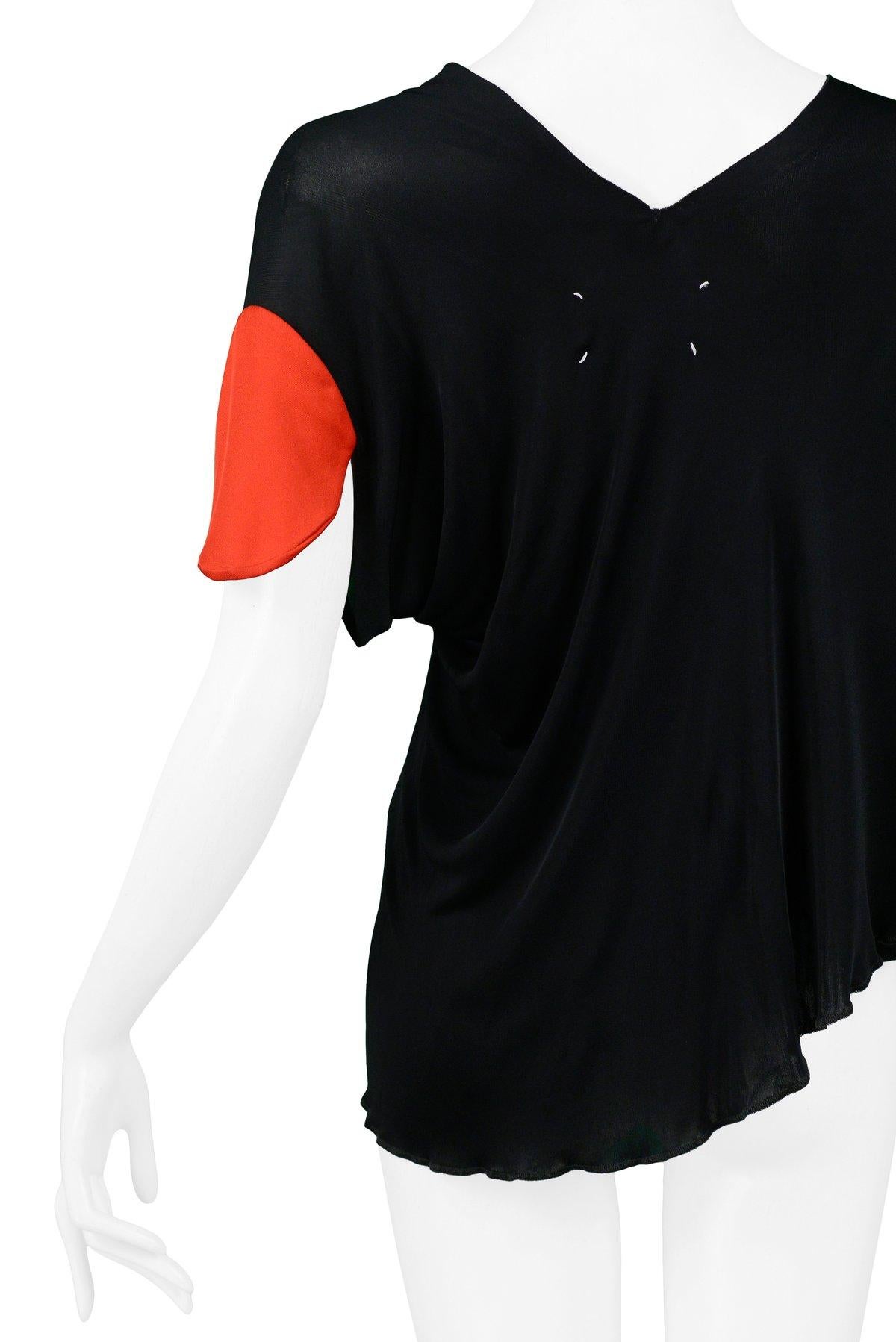 Women's Maison Martin Margiela Black & Red Target Sleeve Top 2007 For Sale