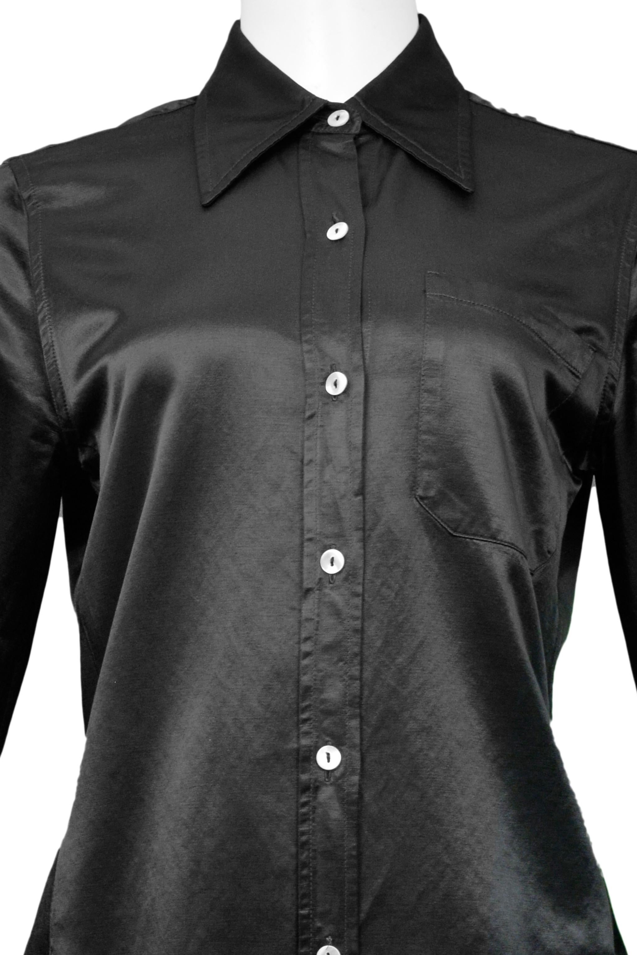black satin button down shirt