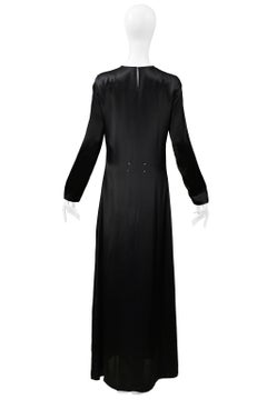 Maison Martin Margiela Black Satin Evening Gown With Long Sleeves 2000