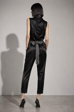 Maison Martin Margiela - Combinaison sans manches en satin noir