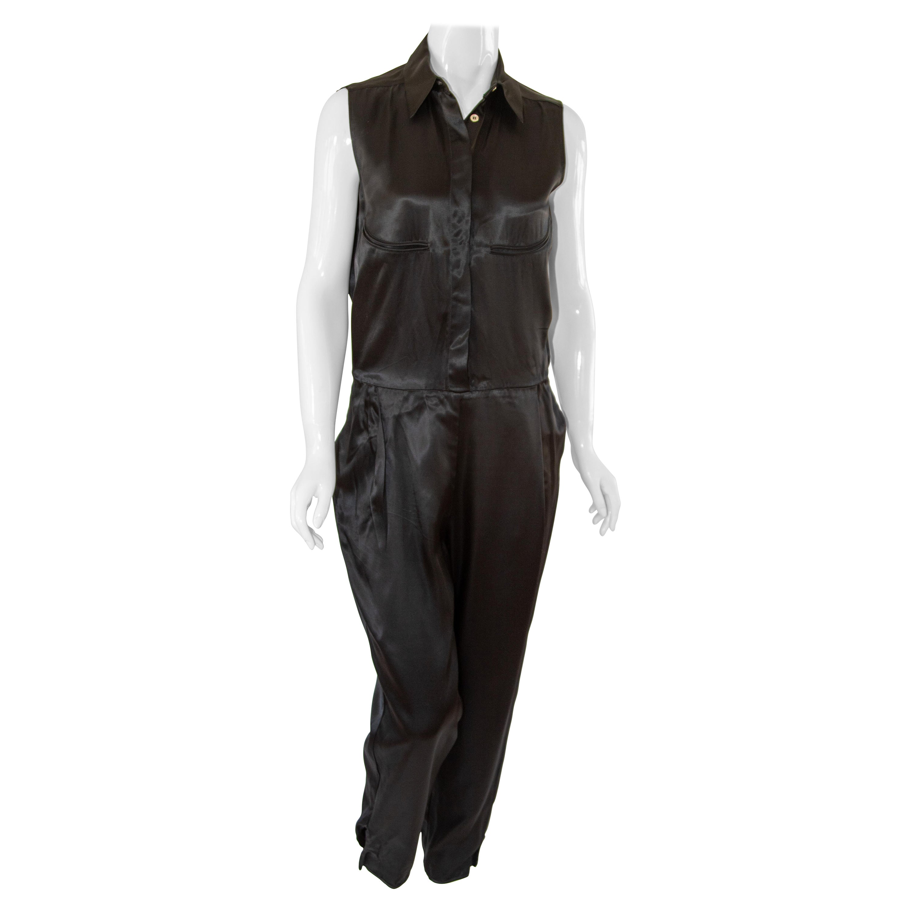 Maison Martin Margiela Black Satin Sleeveless Jumpsuit For Sale