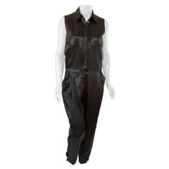 Maison Martin Margiela Schwarzer ärmelloser Satin-Overall