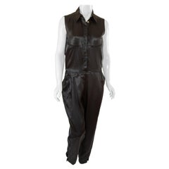 Maison Martin Margiela Black Satin Sleeveless Jumpsuit 