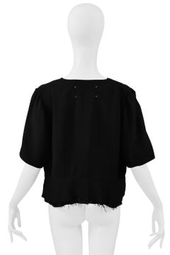 Maison Martin Margiela Black Short Sleeved V Neck Top 2002