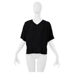 Maison Martin Margiela Top nero a maniche corte con scollo a V 2002