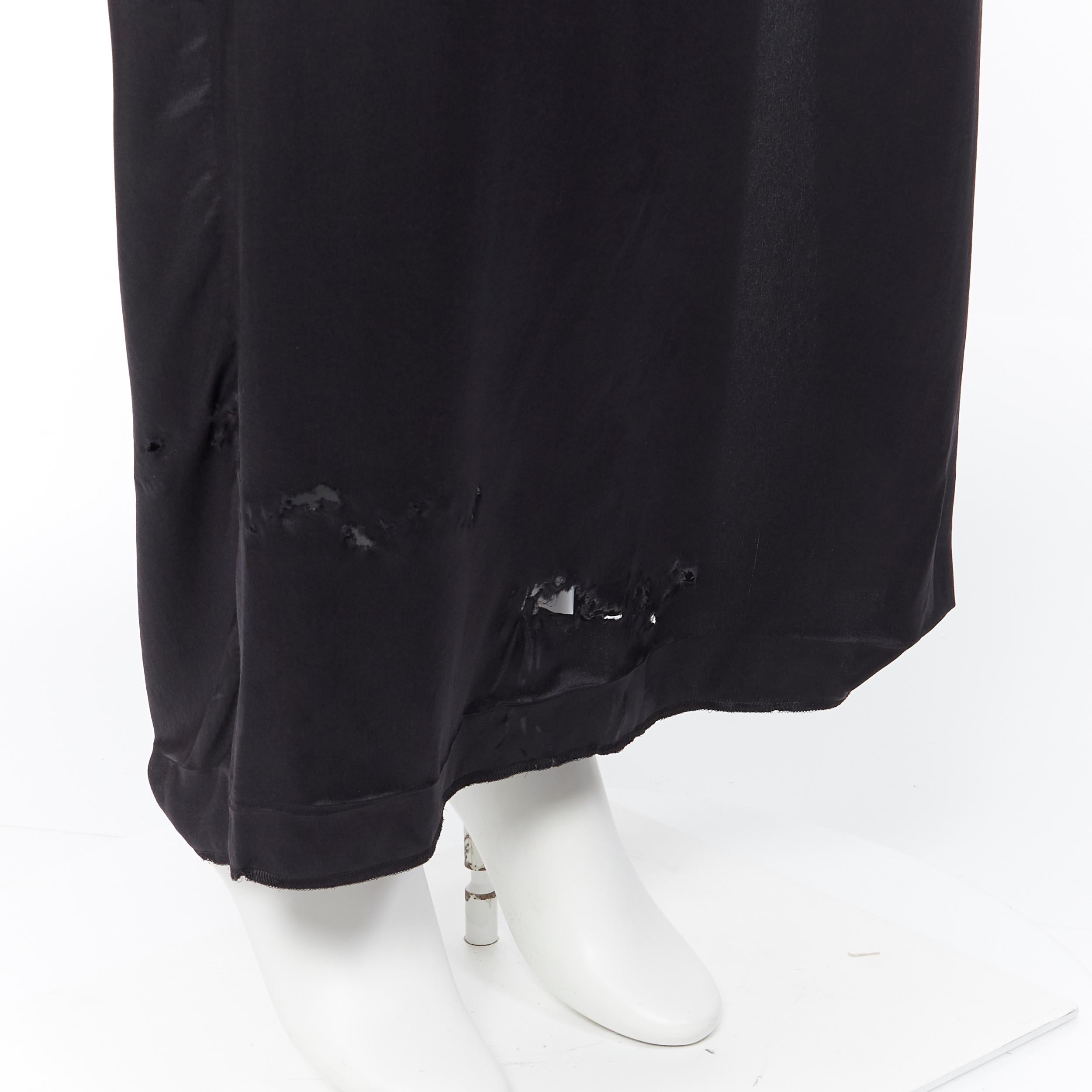 MAISON MARTIN MARGIELA black silk cocoon bias cut dress gown cape slit maxi IT36 4
