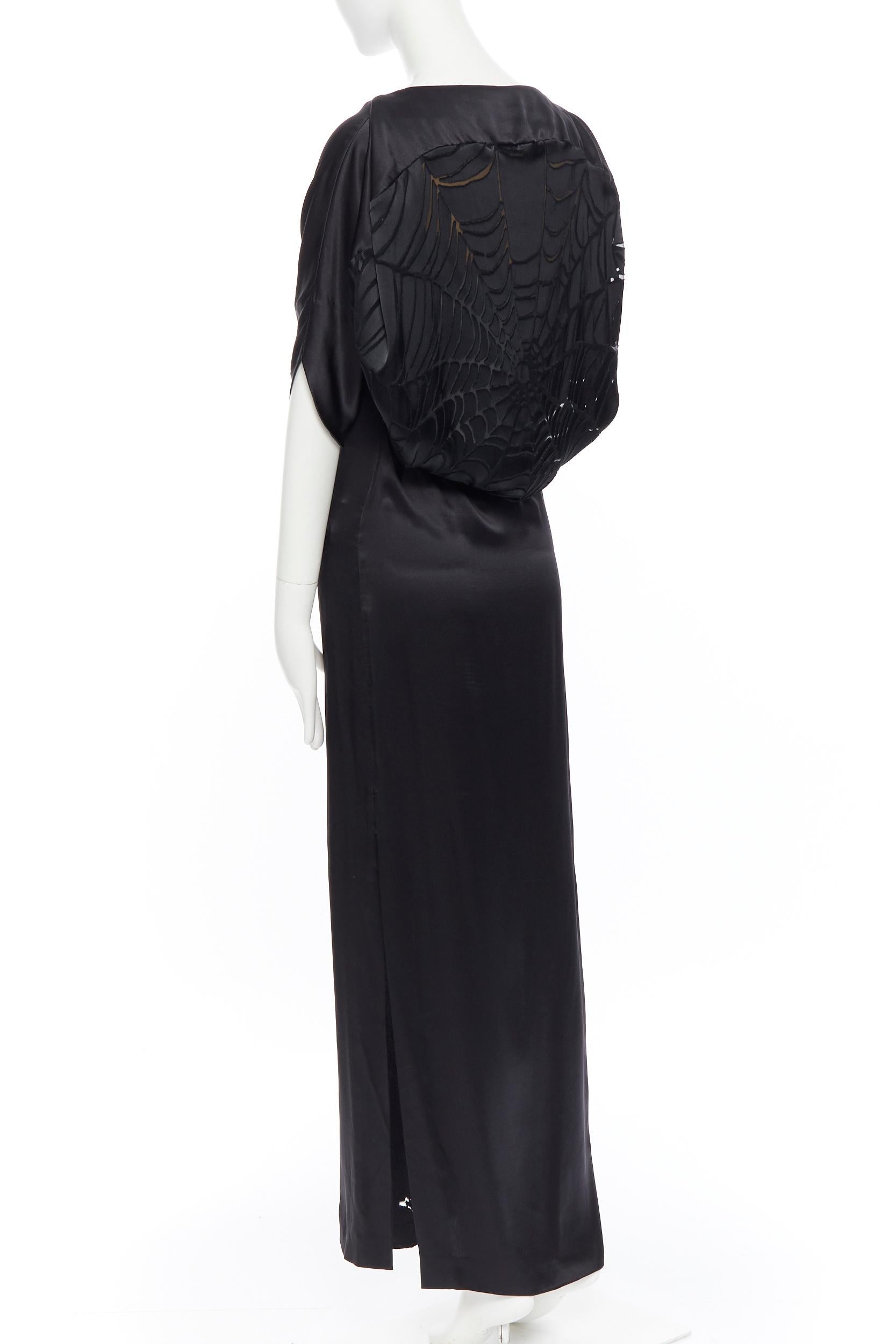 MAISON MARTIN MARGIELA black silk cocoon bias cut dress gown cape slit maxi IT36 In Fair Condition In Hong Kong, NT