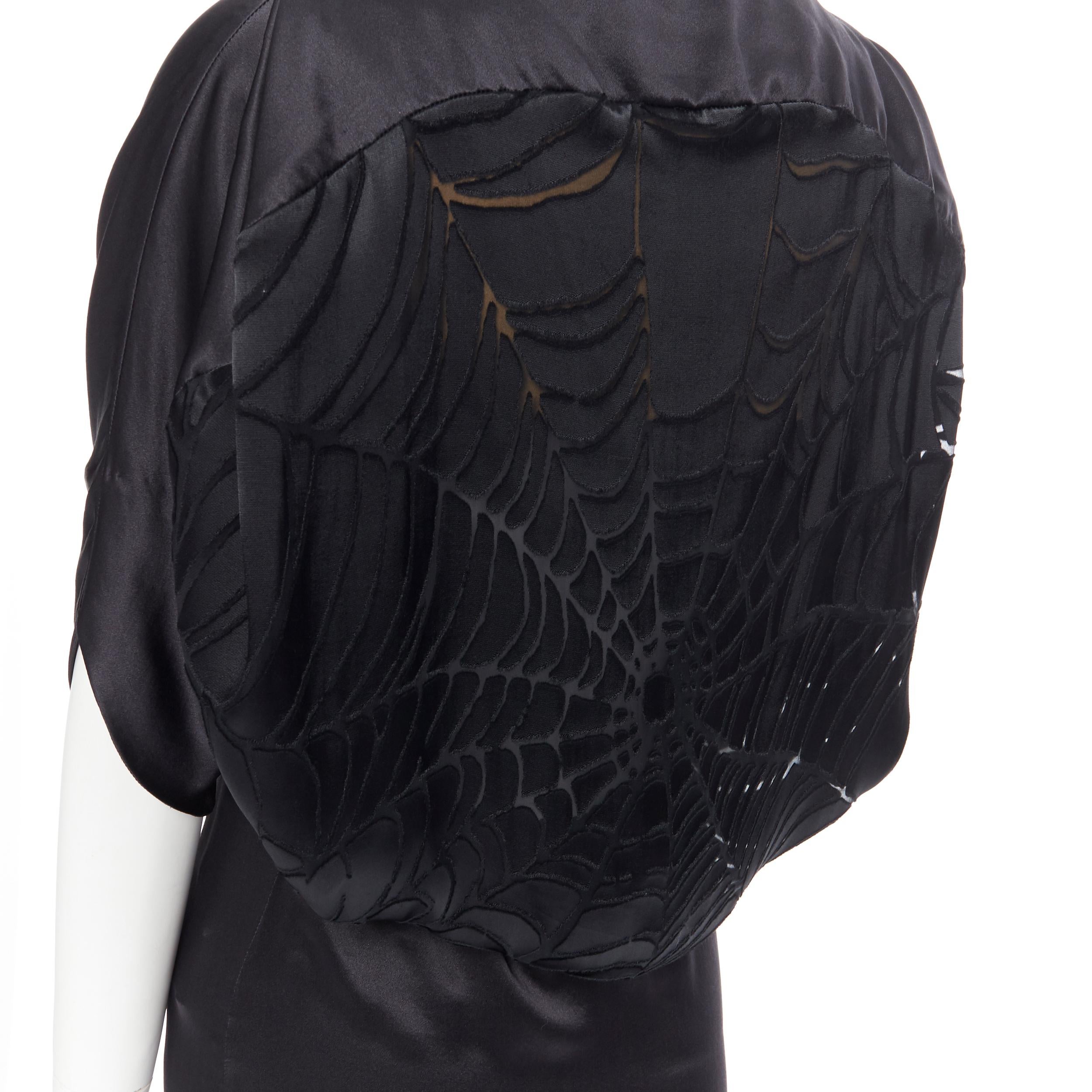 MAISON MARTIN MARGIELA black silk cocoon bias cut dress gown cape slit maxi IT36 1