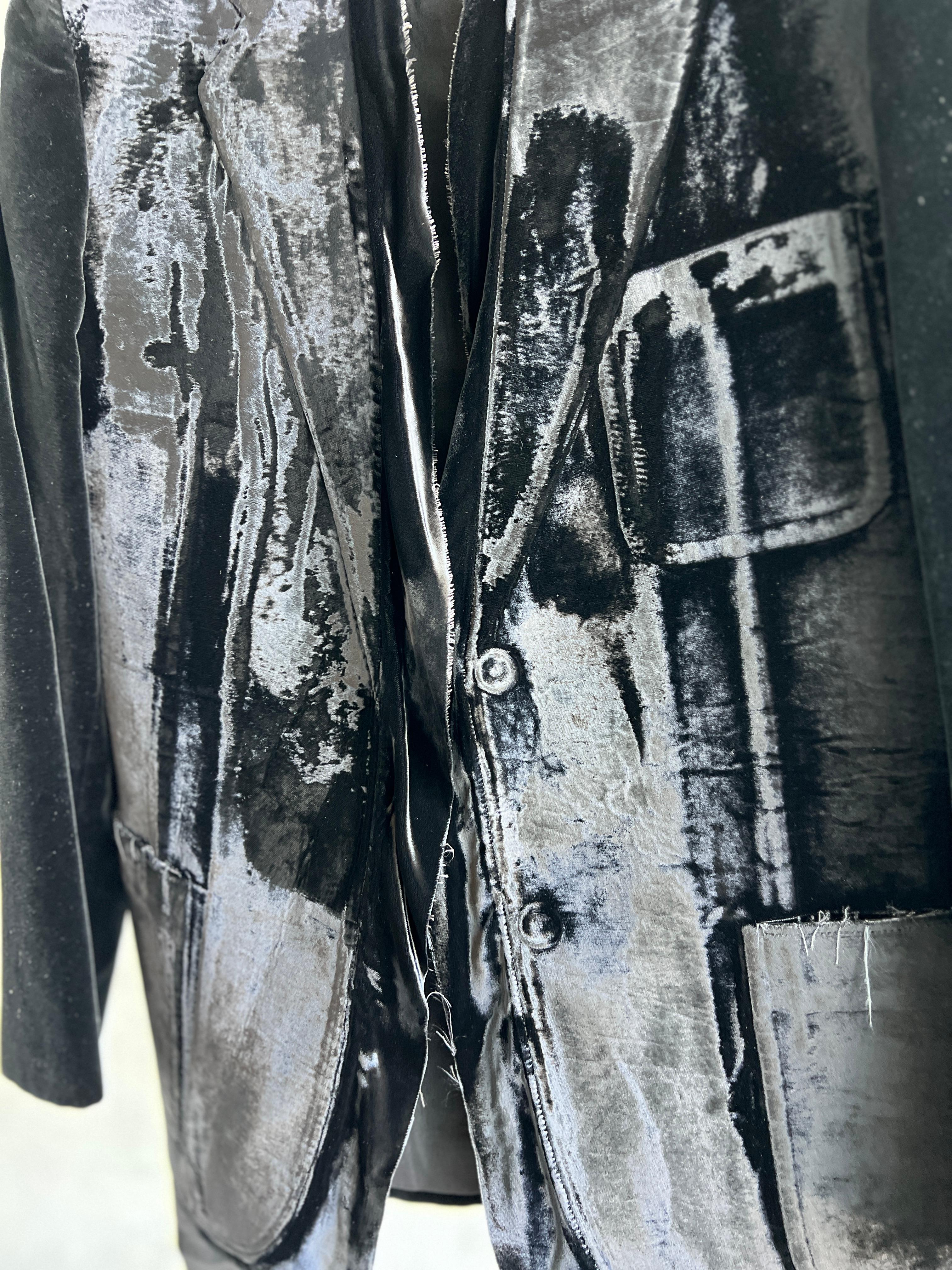 Maison Martin Margiela Flache Jacke aus schwarzem Samt, dekonstruiert 2000 Damen im Angebot