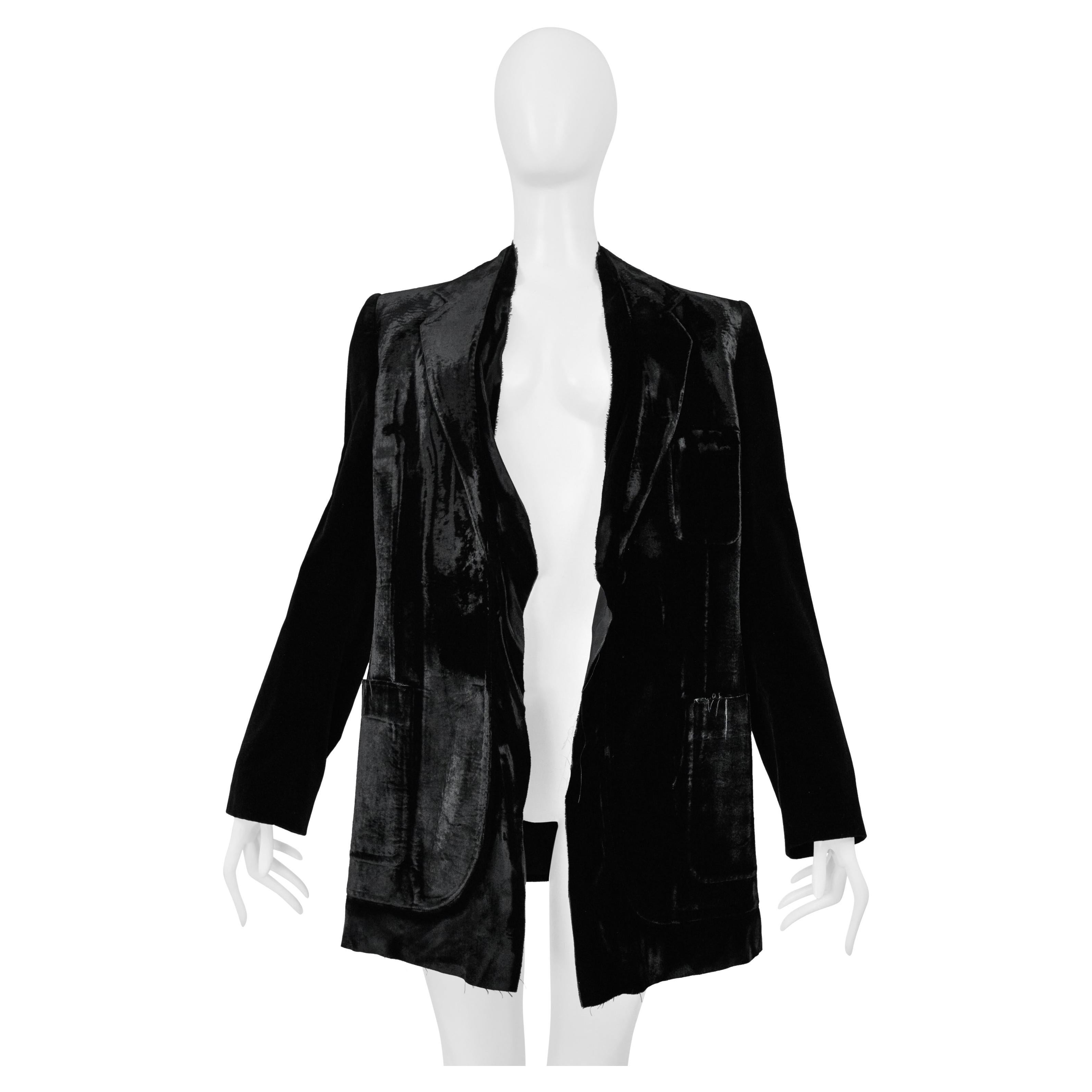 Maison Martin Margiela Flache Jacke aus schwarzem Samt, dekonstruiert 2000 im Angebot