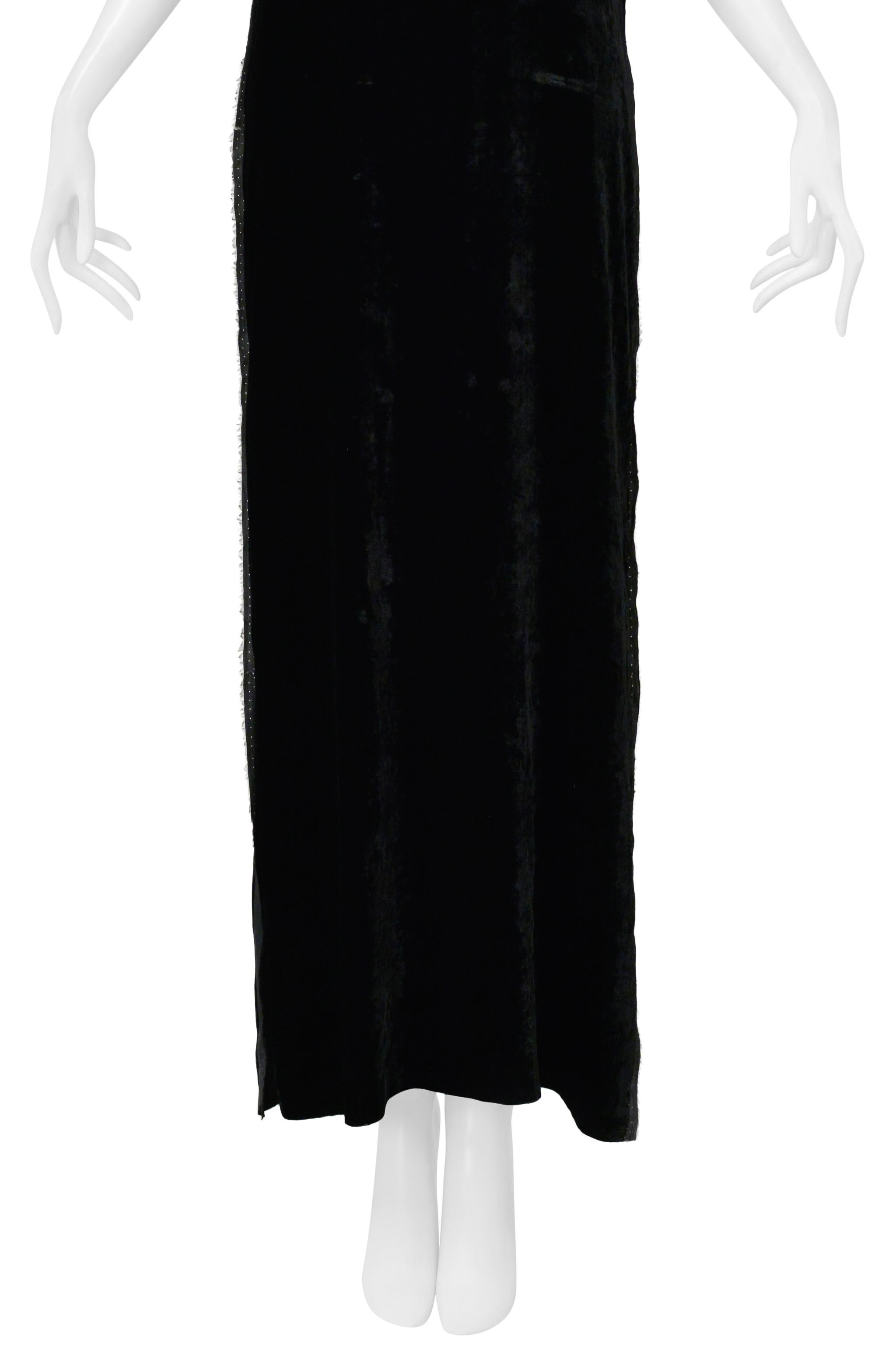 Maison Martin Margiela Robe de soirée sans manches en velours noir avec bordures en selvage 2000 Pour femmes en vente