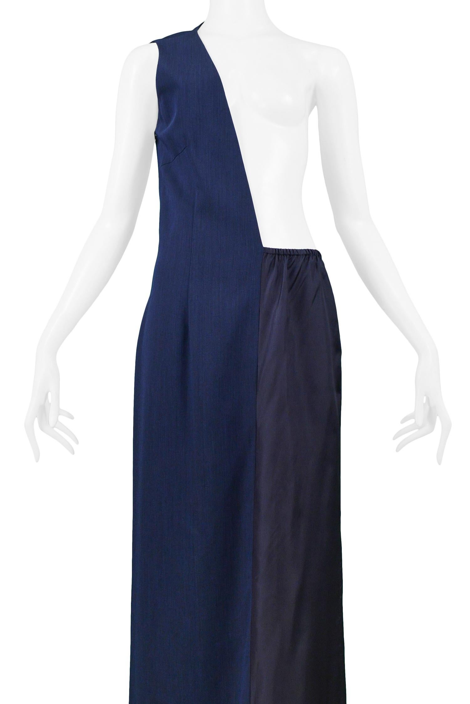 Black Maison Martin Margiela Blue Asymmetrical Avant Garde Maxi Apron Dress